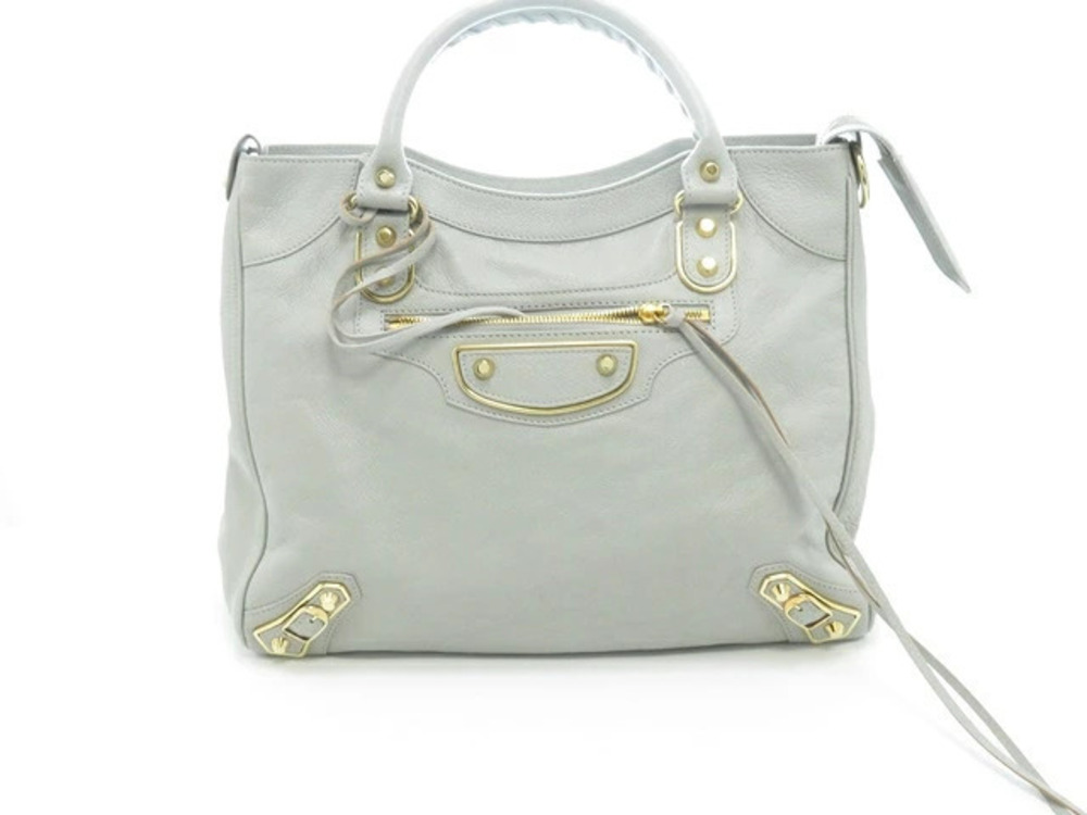 Balenciaga Handbag Metallic Vero Gray Leather